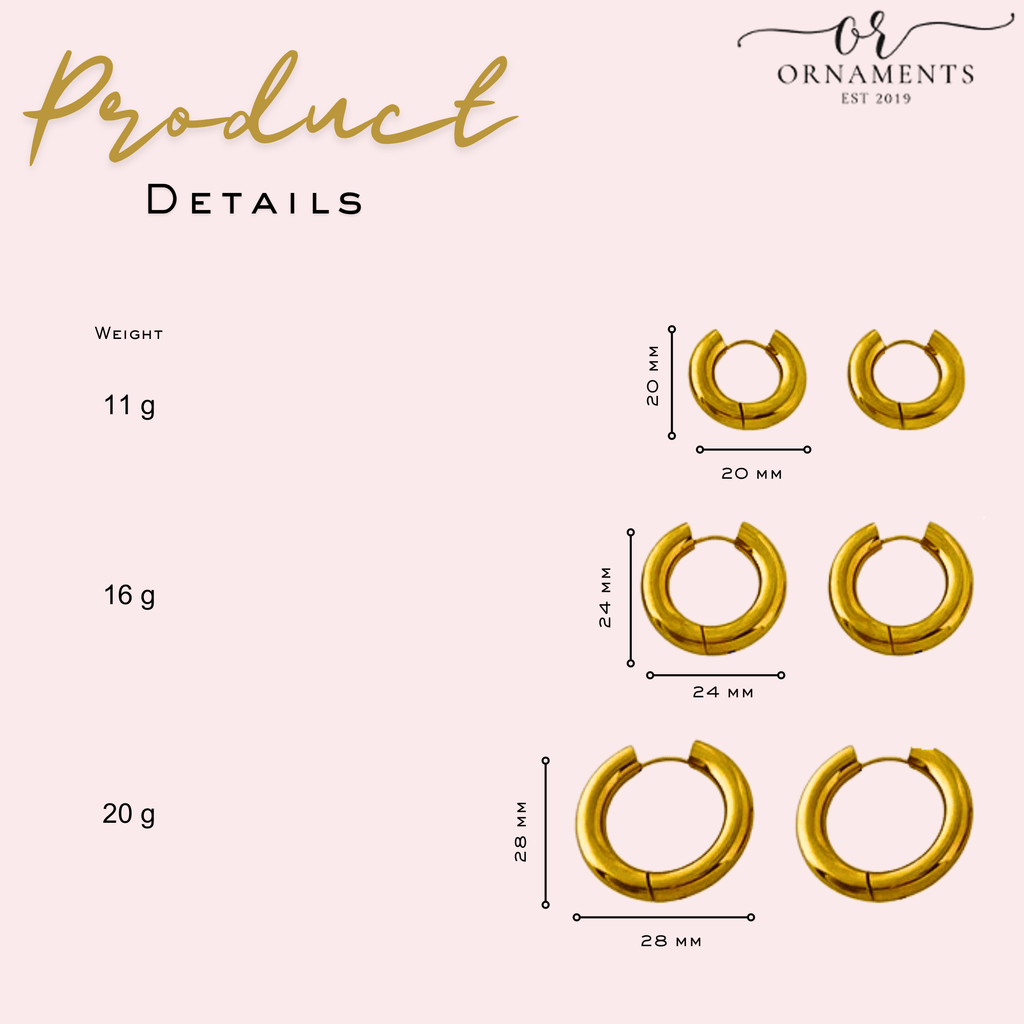 18K Gold Plated Stackable Hoop Earrings - Ornaments Co - Small - 20mm