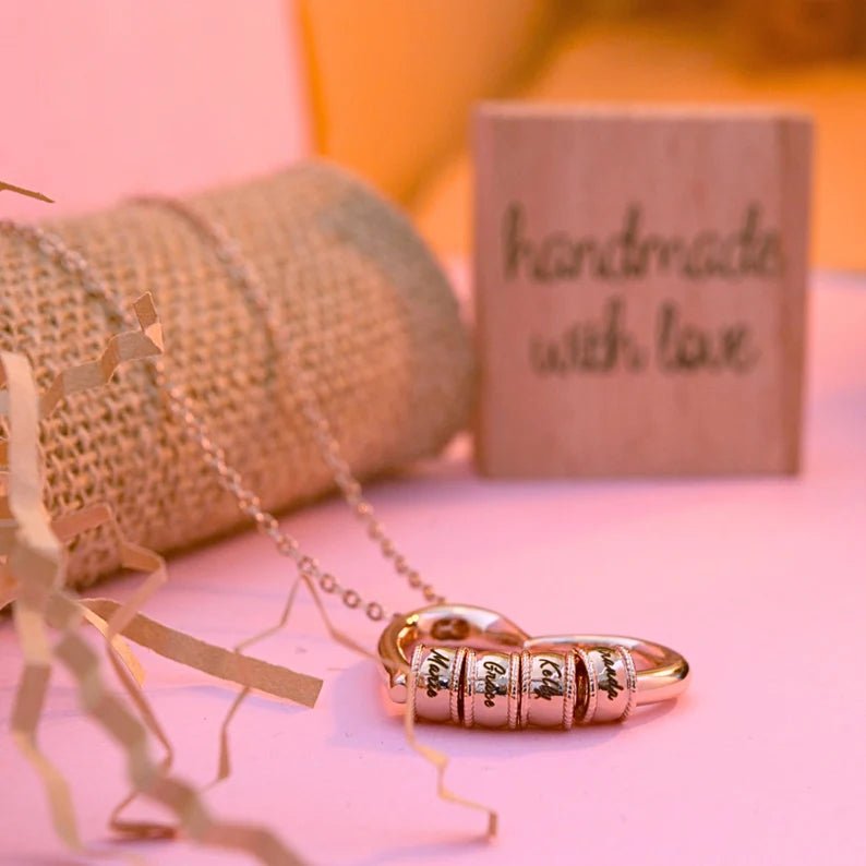 Eternal Heart Name Beads Necklace - Ornaments Co - 18K Gold Plated