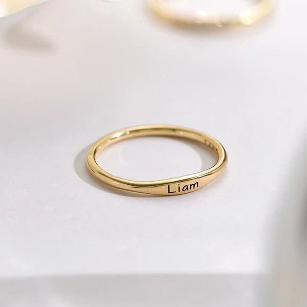 Gwen Thin Name Engraved Ring - Ornaments Co - Rose Gold