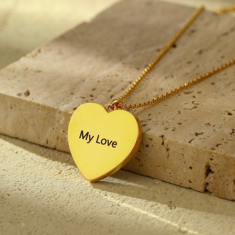 Heart Photo Keepsake Necklace in 925 Sterling Silver - Ornaments Co - 18K Gold Plated