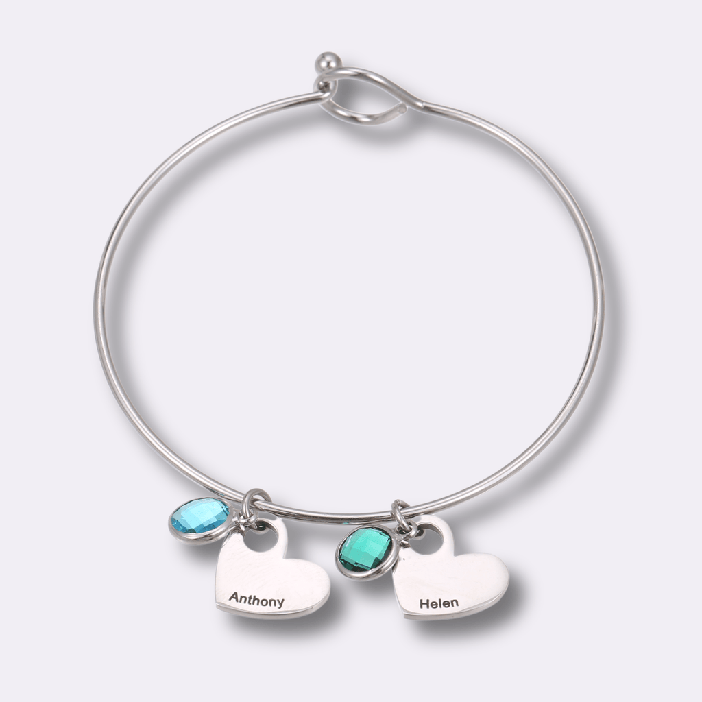 Lovestone Custom Name Charm Bangle - Ornaments Co - Silver