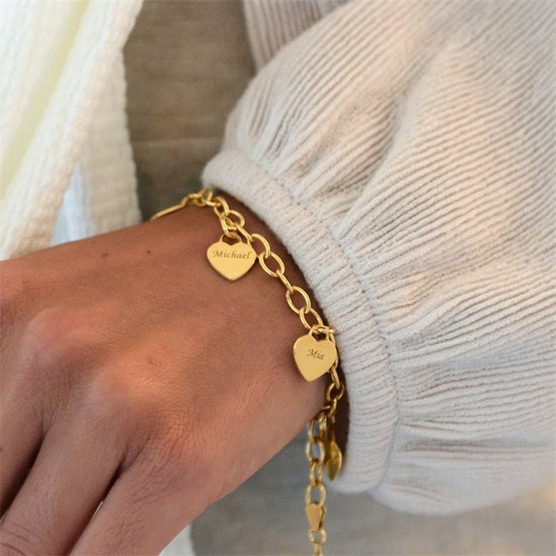 Minimalist Hearts Charms Bracelet - Ornaments Co - 18K Gold Plated