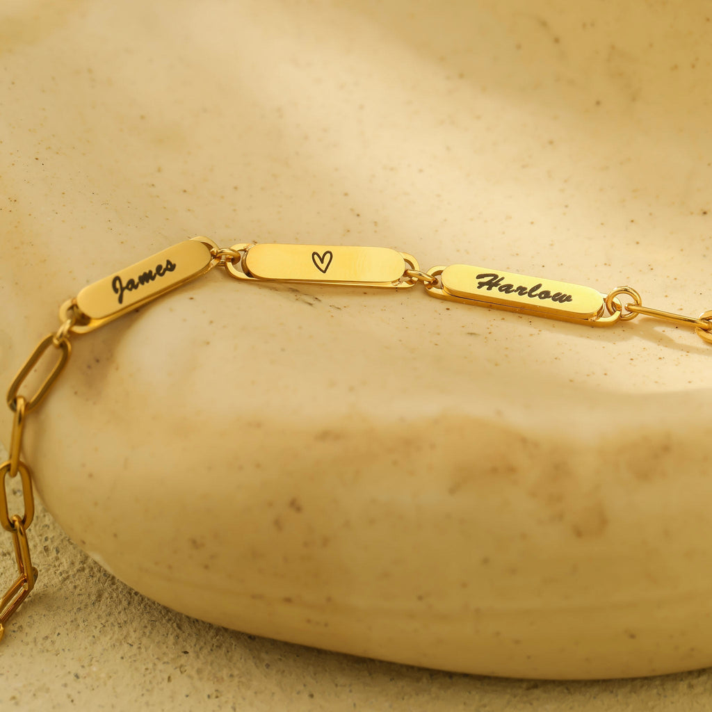 Paperclip Chain Link Bar Bracelet - Ornaments Co - 18K Gold Plated