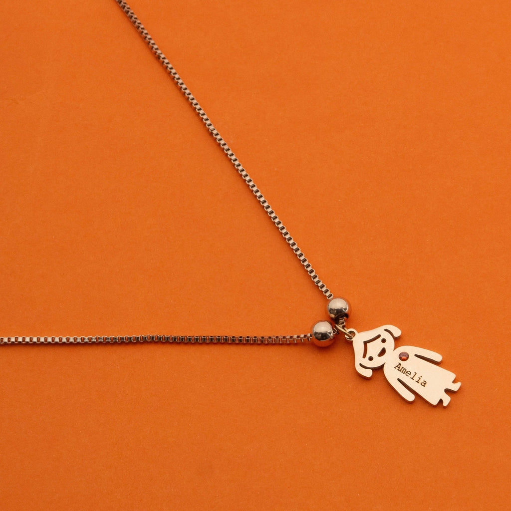 Personalized Boy Girl Engraved Charm Kids Name Necklace - Ornaments Co - 18K Gold Plated