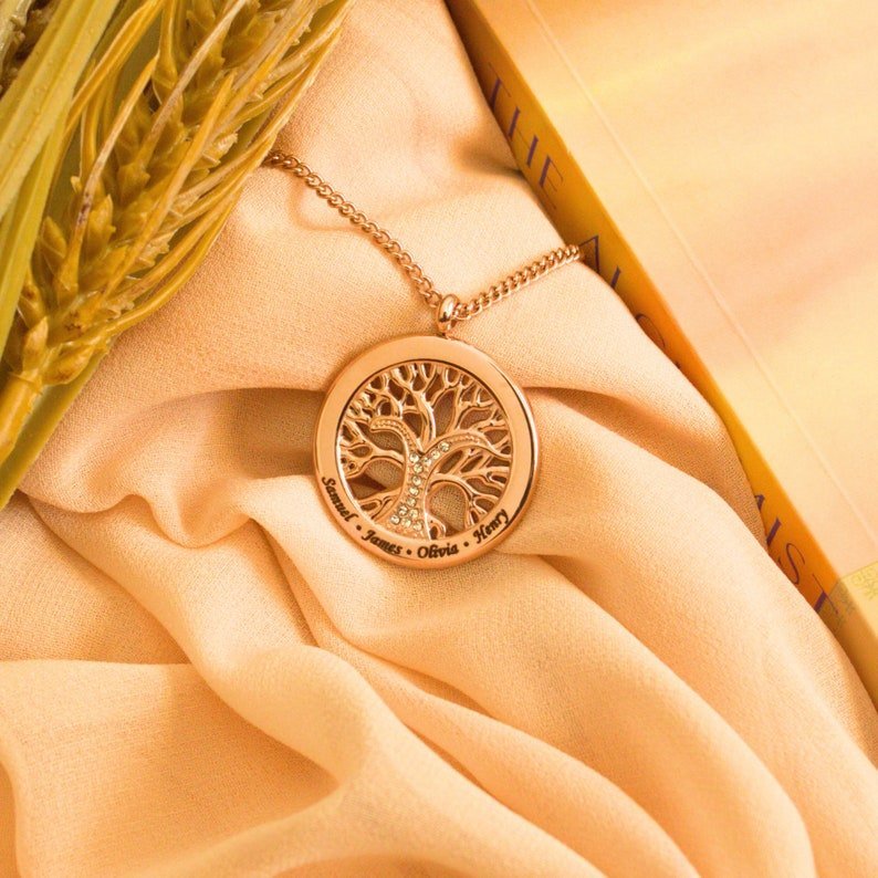 Personalized Family Tree Necklace For Mom - Ornaments Co - 18K Gold Plated