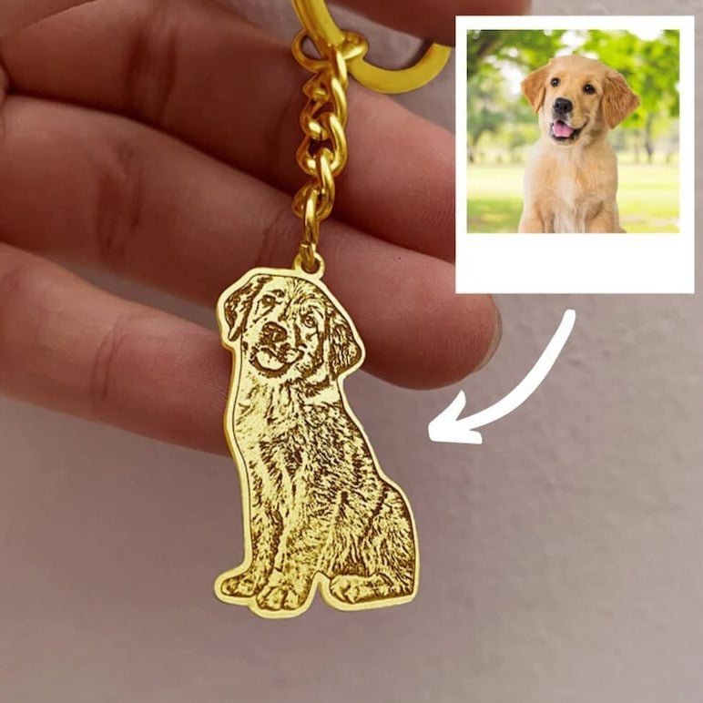 Personalized Pet Memorial Portrait Photo Keychain - Ornaments Co - Rose Gold